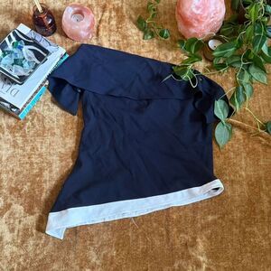 Mossee Women's Navy and White Blouse